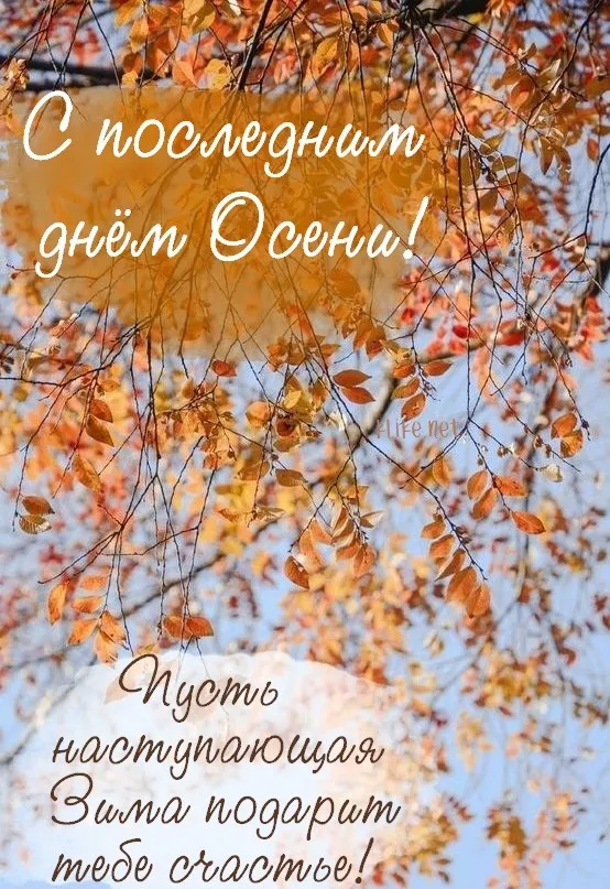 Картинки и открытки с последним днем осени. Картинки с надписями "Последний день осени"