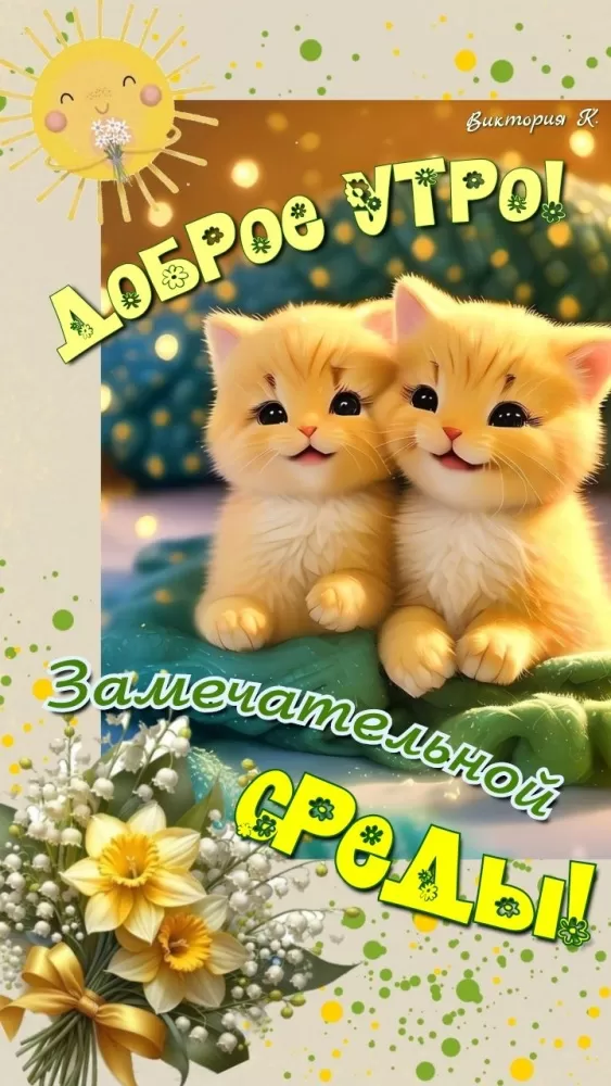 Красивые картинки Доброе утро среды. Доброе утро среды - картинки с котиками