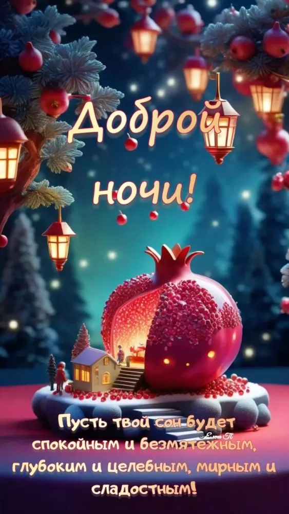 Красивые зимние картинки Доброй ночи. 