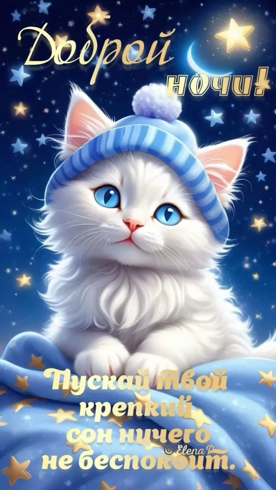 Красивые зимние картинки Доброй ночи. Доброй ночи - зимние картинки с котиками