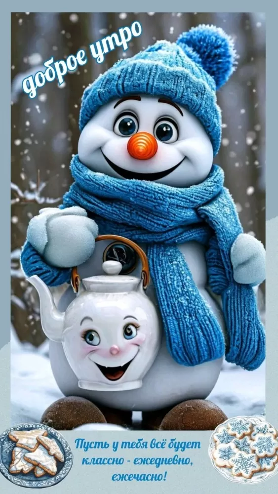 Зимние картинки Доброе утро (50+ штук). Зимние картинки Доброе утро (со снеговиками)