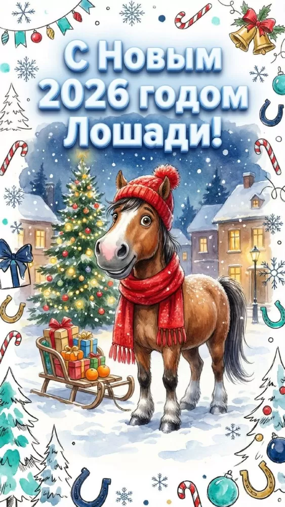 Картинки с Новым годом 2026 — скачать бесплатные открытки. Прикольные новогодние картинки