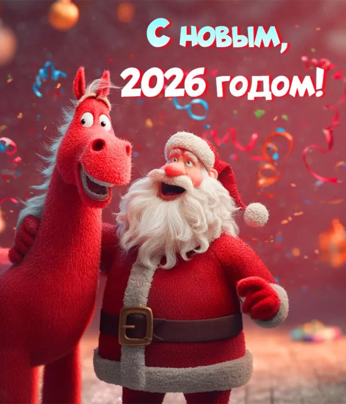 Картинки с Новым годом 2026 — скачать бесплатные открытки. Прикольные новогодние картинки