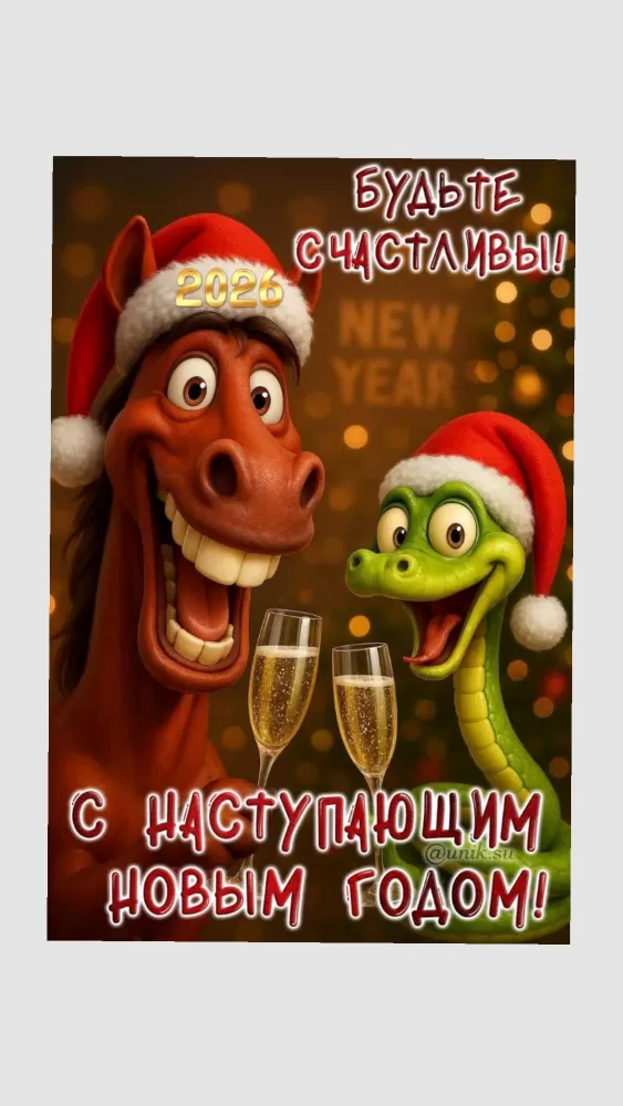 Картинки с Наступающим Новым годом 2026 — красивые открытки и поздравления. Прикольные и веселые открытки с наступающим&nbsp;